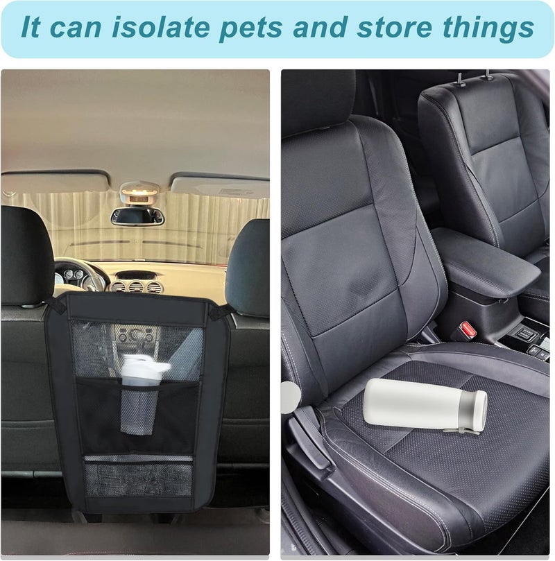 GLIDESMOOTH Dog Car Net Barrier, Secure Dog Car Barrier Behind Front Seat, Mesh Separator for Dogs, Dog Net for Car Back Seat Barrier for SUVs and Trucks, Black - Image 2